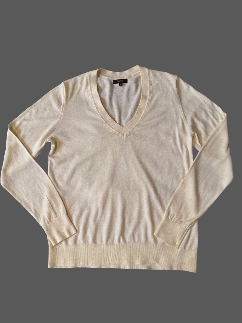 Quince Lightweight Cotton Cashmere V-Neck Sweater Butter Yellow Medium Luxurious